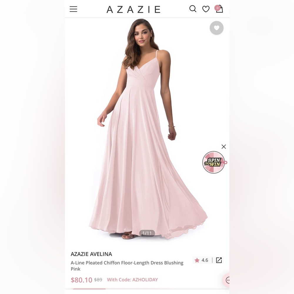 Azazie Blushing Pink formal dress